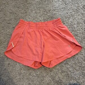 Athleta‎ S Racer Run Short 4.5 in Coral Flash Recycled Featherweight Stretch DWR
